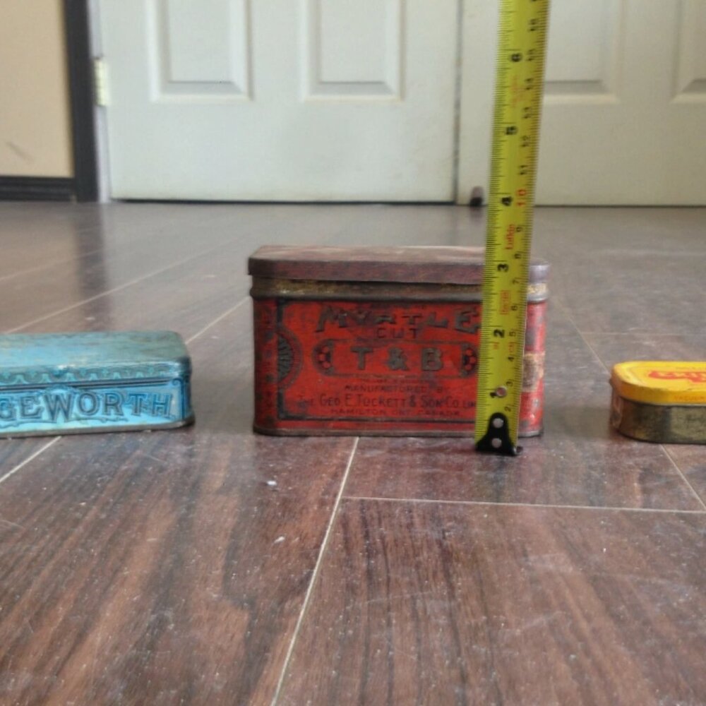 Lot of 3 Vintage Antique Tins Myrtle Cut Edgeworth Murray's Erinmore Farmhouse - Picture 2 of 10